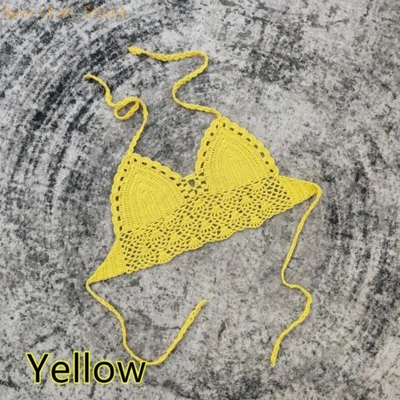 

Crochet Crop Top Beach Wear Top Adjustable Back Tie X7JD