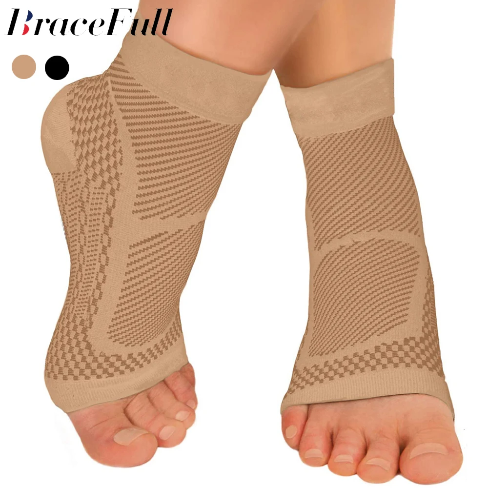 1 paar Sport Enkelbrace Compressie Mouw Fasciitis Plantaris Sok voor Achilles Tendinitis, Gewrichtspijn, Vermindert Zwelling, Hielpijn