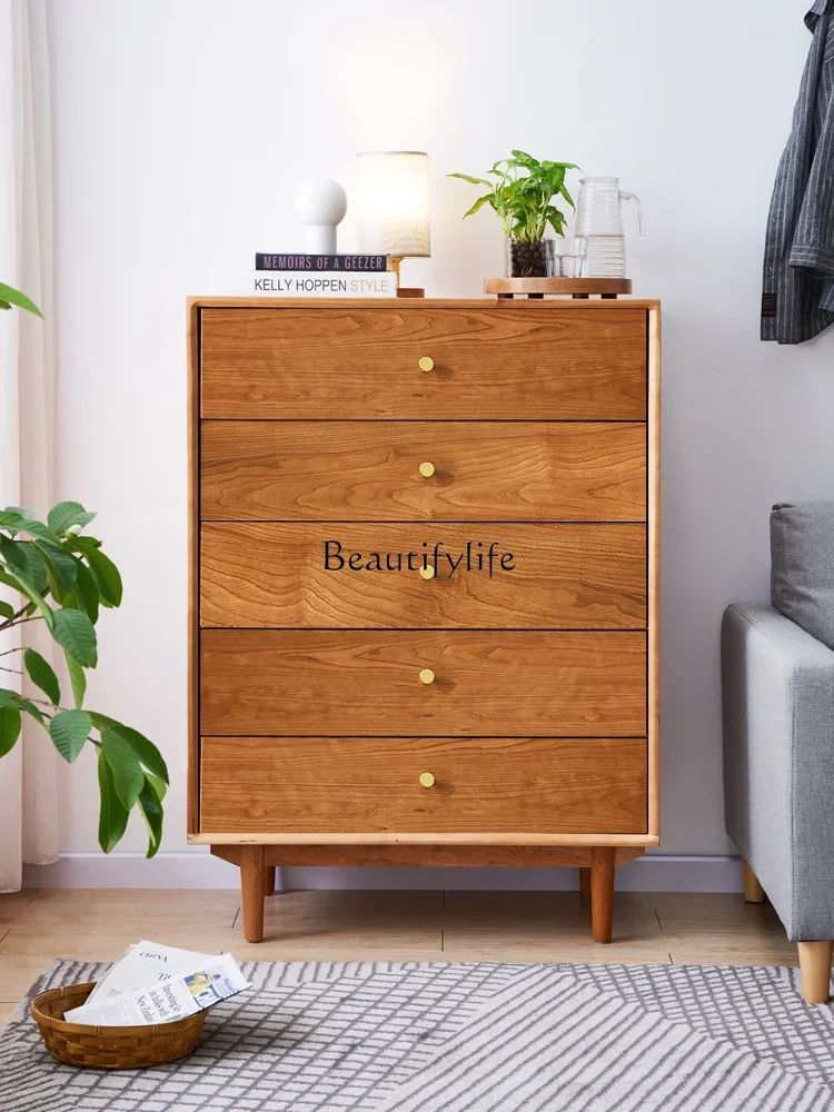 

Cherry wood chest of drawers All solid wood storage side cabinet