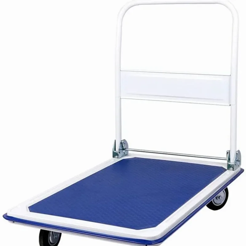 

Silent foldable pull flatbed truck Steel plate trolley Trailer Warehouse pull