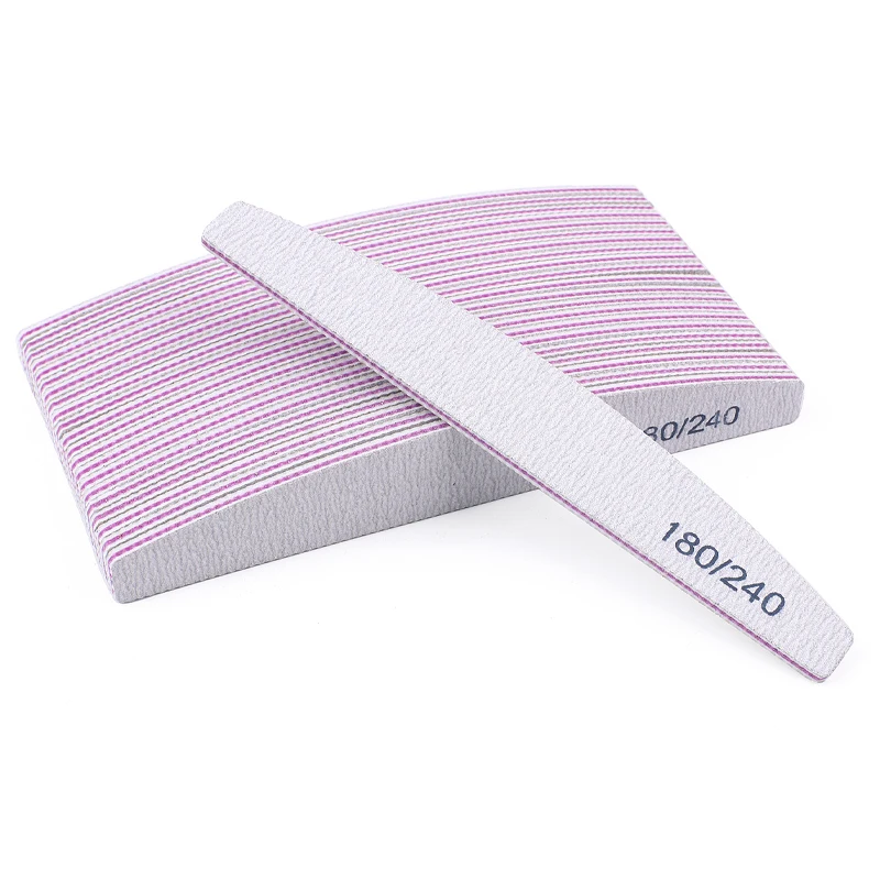 10Pcs Double Sided Nail Files For Manicure  100/180 thick Sandpaper 80/80 Grit Curved Buffer Block Washable Manicure Tools Set