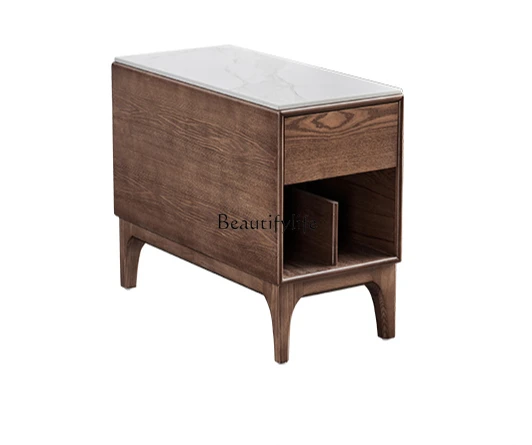 Side cabinet Solid wood rock slab edge few Modern simple rectangular corner few Living room narrow side table cabinet