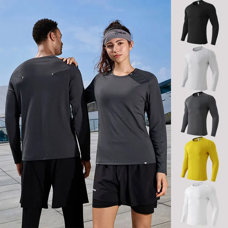 Unisex Running Long Sleeve T-Shirt Men Breathable Quick Dry Outdoor Running Fitness Sports Top Women Jogging Round Neck T-Shirt