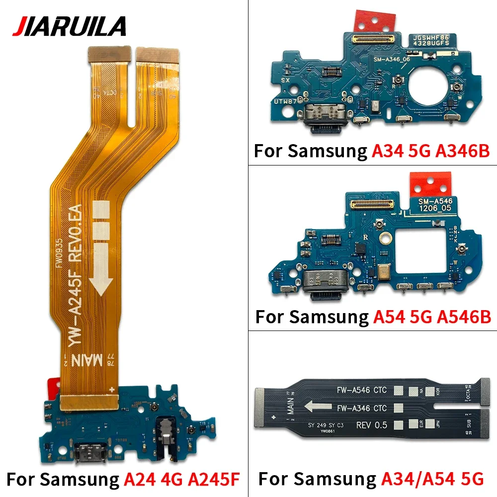 Tested USB Charging Dock Port Connector Microphone Board Main Motherboard Flex Cable For Samsung A24 4G A245F A35 A346B A54 5G