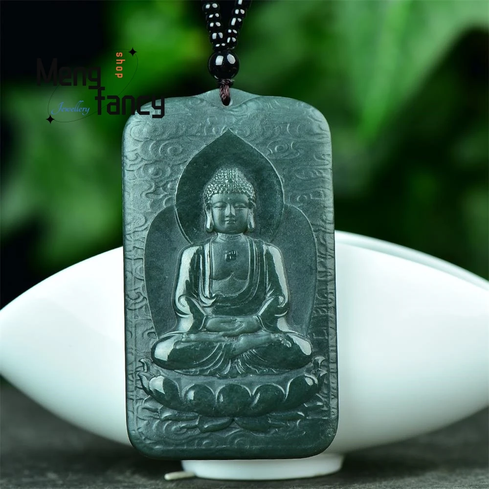 

Natural Hetian Green Jade Double-sided Engraving Buddha Pendant Exquisite High-grade Buddhist Amulets Charm Fashion Fine Jewelry