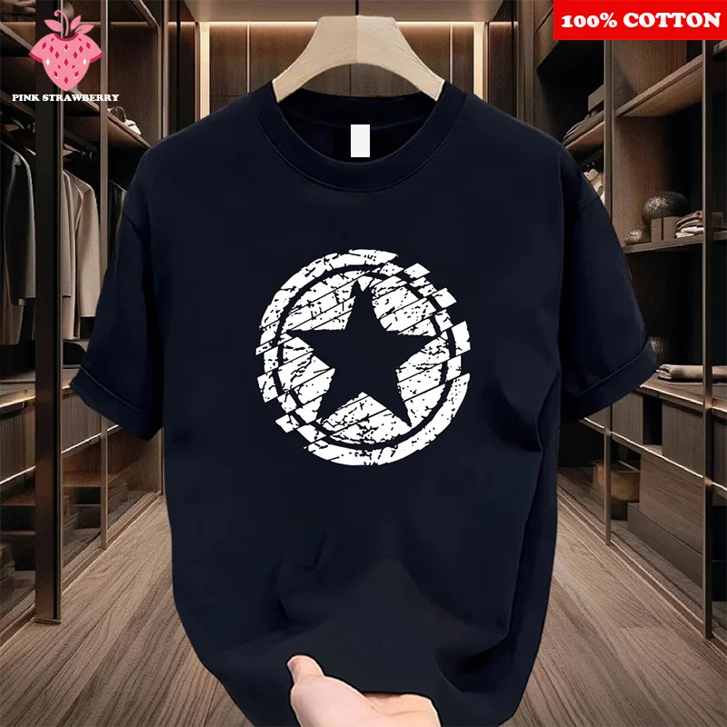 

American Street Print T-shirt Men Summer 2025 New 100% Cotton Round neck Short sleeve Gym Sports Tee Loose Y2k Top men clothing