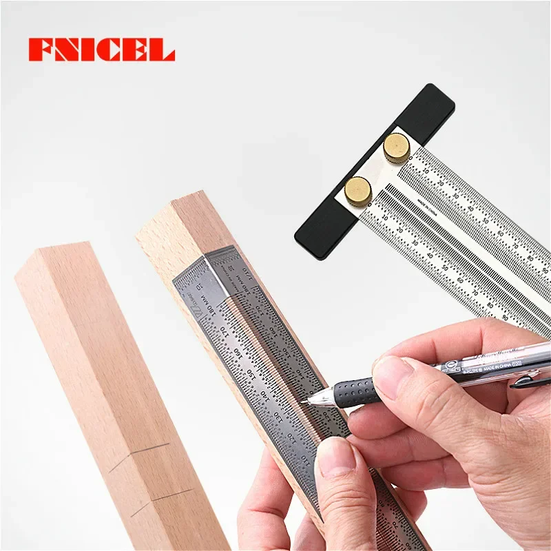 High-precision T Type Square Ruler Woodworking Aluminum Alloy Scriber Measuring Carpentry Marking Gauge Carpenter Tools