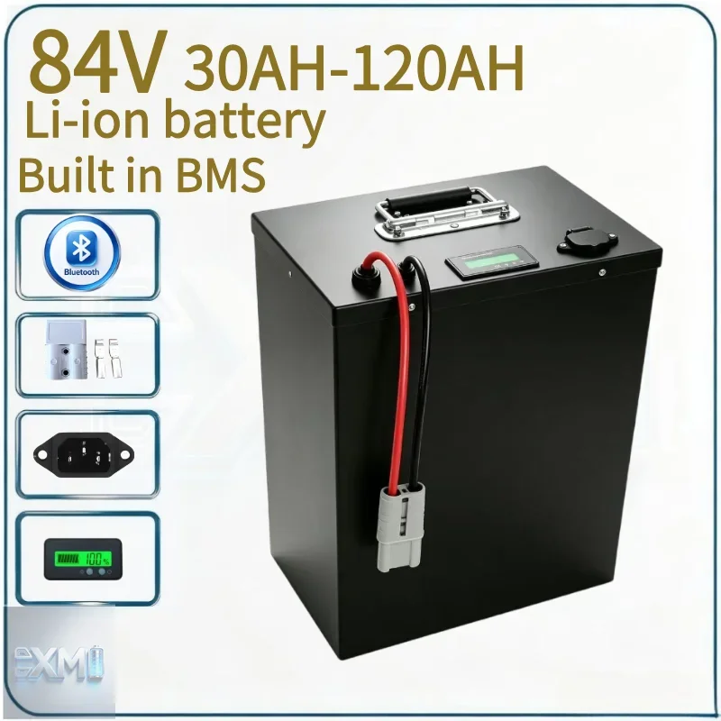 84V Li-ion Battery 30Ah-100Ah All Capacities Built-In Protective BMS Matched 4000W 5000W Inverter For Electric Motorcycle Golf C