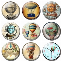 Steampunk Airship Fridge Magnet Hot Air Balloon 30MM Glass Cabochon Magnetic Refrigerator Stickers Travel around the world Decor