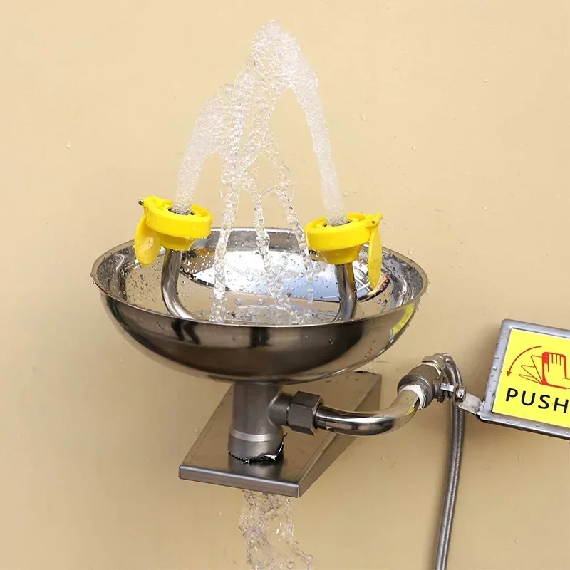 

12-18L 304 Stainless Steel Emergency Wall Mounted Eyewash Station Double Mouth T12