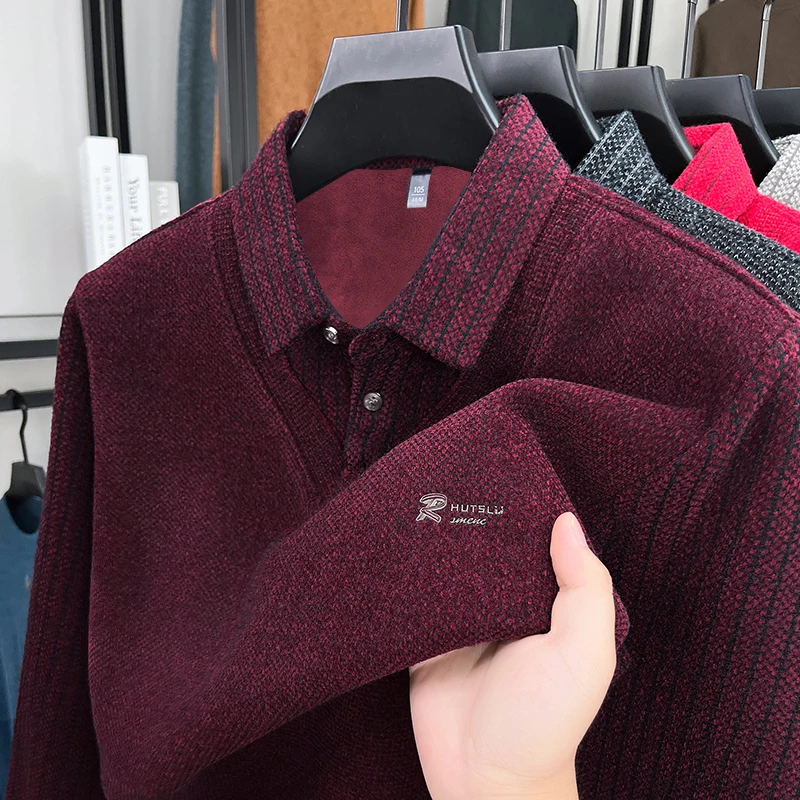 Maglieria in due pezzi finta a maniche lunghe con risvolto da uomo di marca originale Autunno Inverno Nuovo arrivo Addensare ricamato Abbigliamento da uomo caldo di moda
