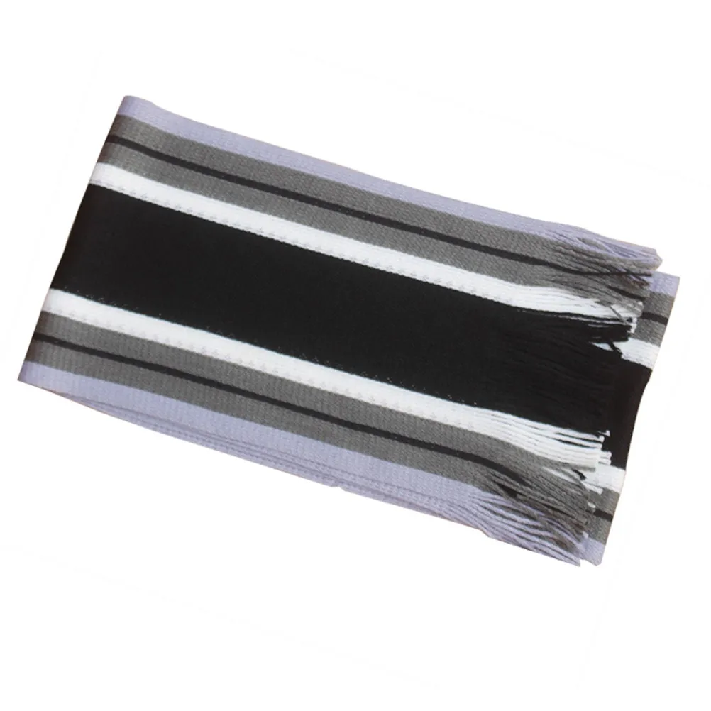 

Knitted Men's Scarf Black Warm Autumn Winter Long Cotton Business Casual Stripe Plaid Fringe Winter Scarf for Men Gift