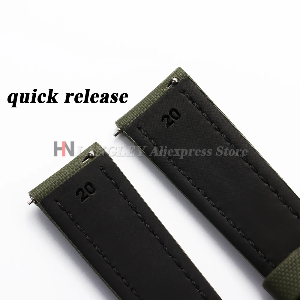 Genuine Sailcloth Watch Band Premium Strap Waterproof Nylon Quick Release Bracelet 18mm 19mm 20mm 21mm 22mm Men Sport Wristbelts