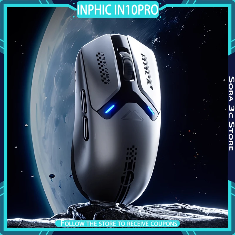 INPHIC IN10PRO Wireless Mouse 8K Return Rate Racing Paint Design Low Latency Gaming Mouse for Esports Games Computer Accessories