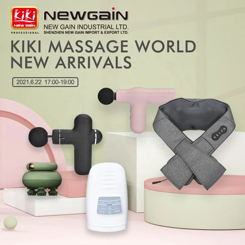 KIKI NEWGAIN Cationic Fabric Rechargeable Electric With Belt Cordless Deep Kneading Shiatsu Neck Shoulder Relax Massager Shawl