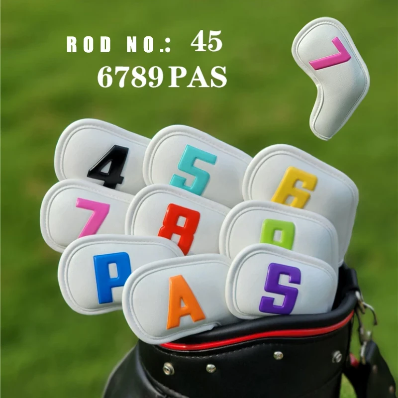 9/10PCS Iron Cover Golf Wooden Club Cover Flower Digital Club Head Cover PU Leather Waterproof And Antifouling Golf Accessories