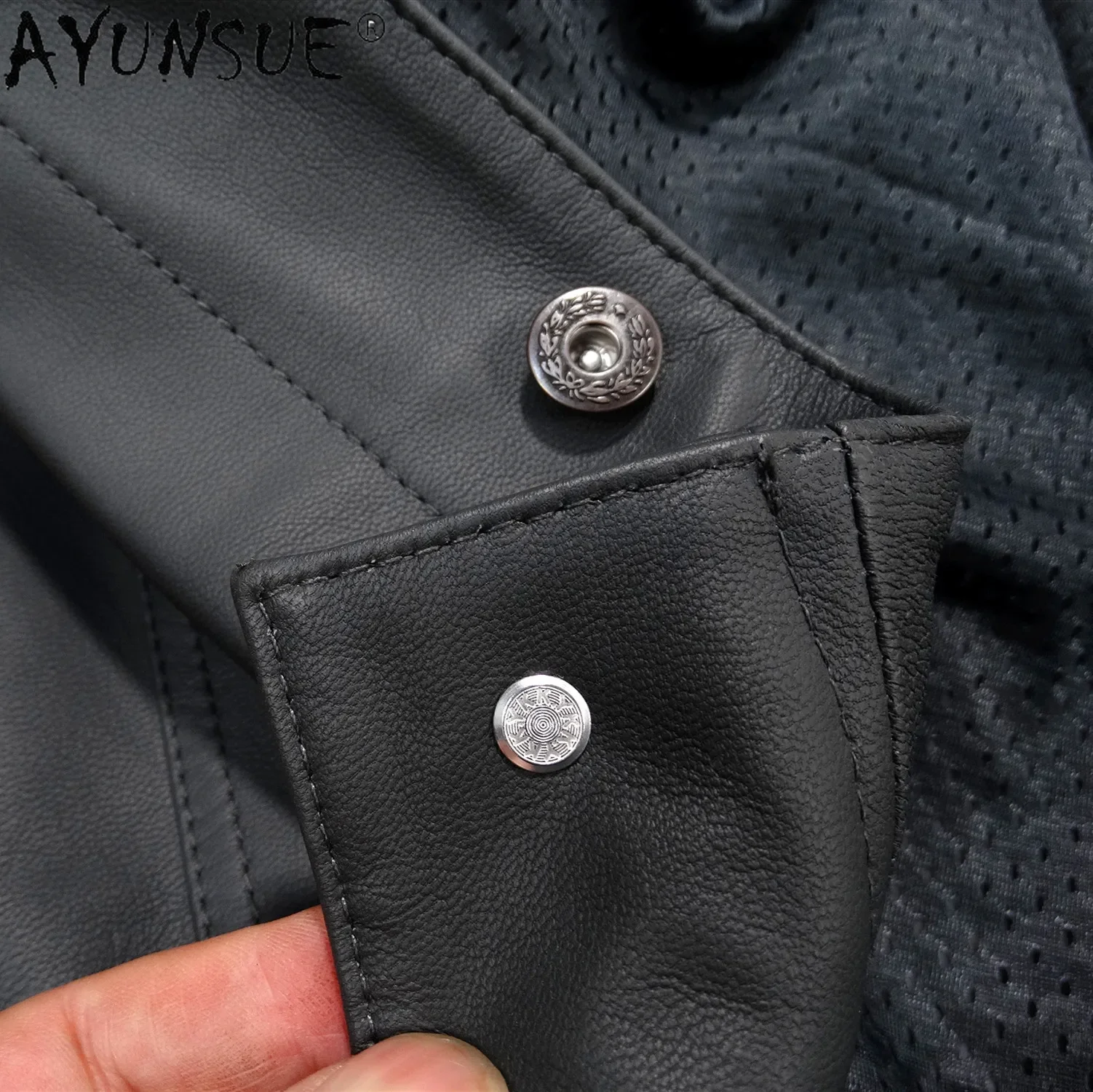 AYUNSUE Real Leather Jacket Men Clothing 2021 Spring Autumn Natural Goatskin Leather Coat Short Vintage De Cuero Genuino J6998