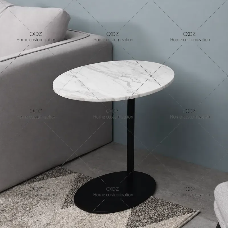 Nordic Simple Marble Edge Sofa Side Table Modern Small Coffee Table for Living Room Balcony Corner Personalized Model Room