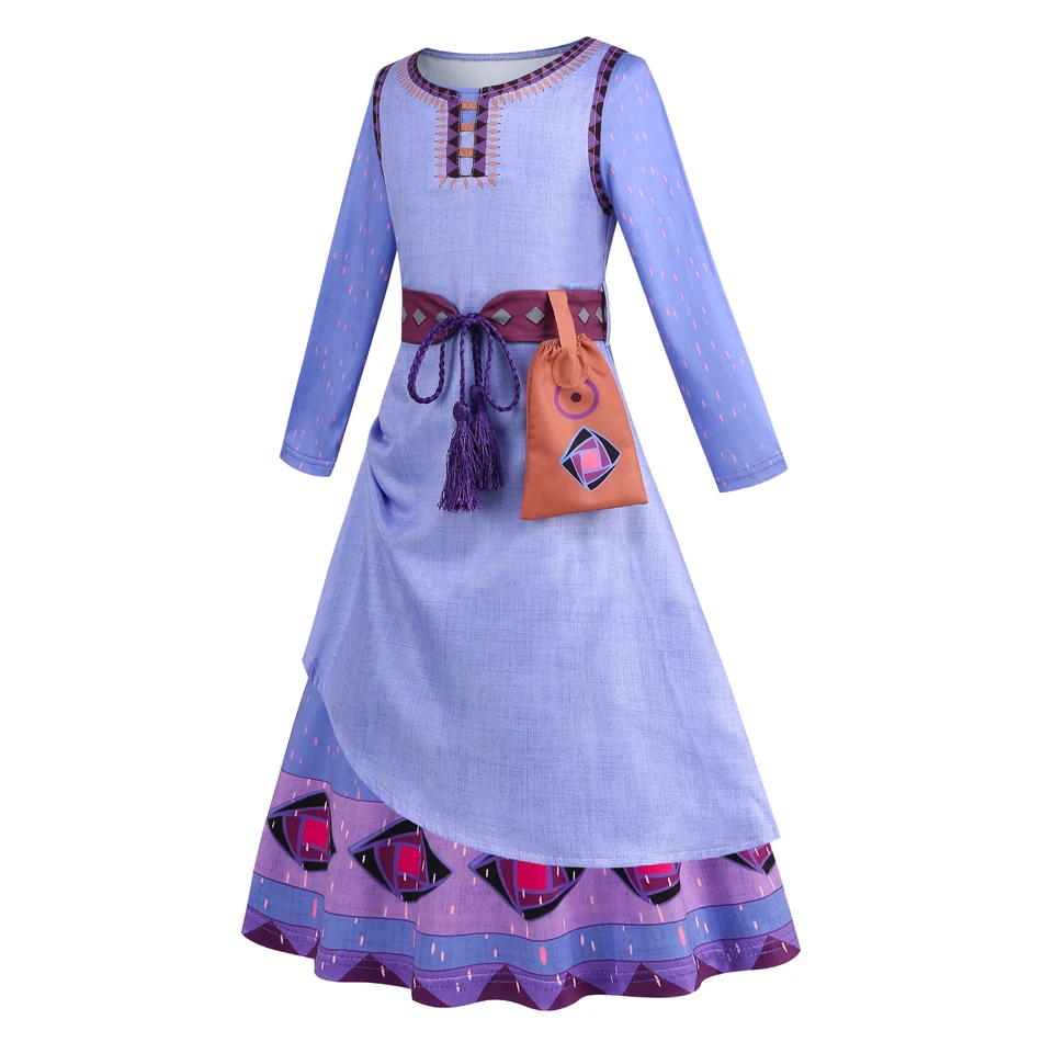 Costume de Cosplay de Princesse pour Fille, Violet Asha, Robe de Carnaval, Spectacle sur Scène, Noël, Tenues de ixd'Anniversaire pour Enfant