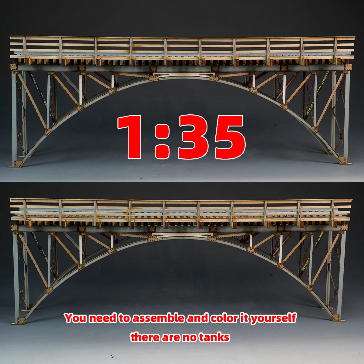Architekturmodell-Bausatz Miniaturbrücke Holzbrücke Stahlbrücke EISENBAHNBRÜCKE Diorama Maßstabsmodell-Bausatz 1/35 – Detail 6