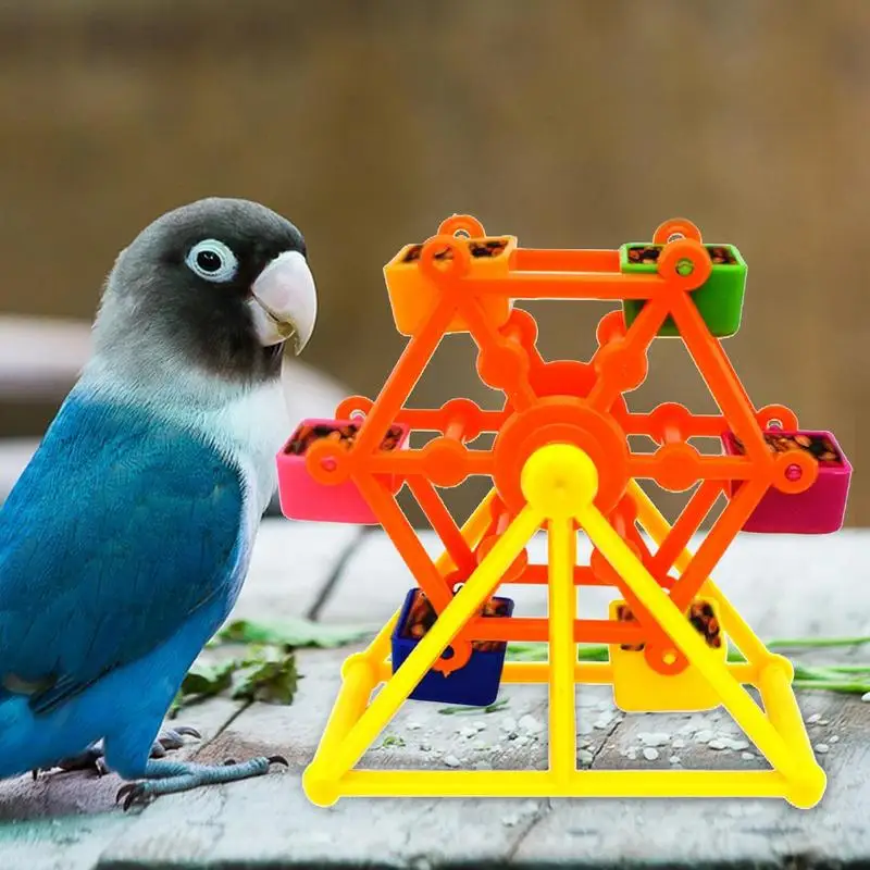 Windmill Bird Feeder Bird Foraging Toys For Conures Small Parrots Bird Worm Feeder Toy Parrot Rotate Colorful Bird Feeder Toy