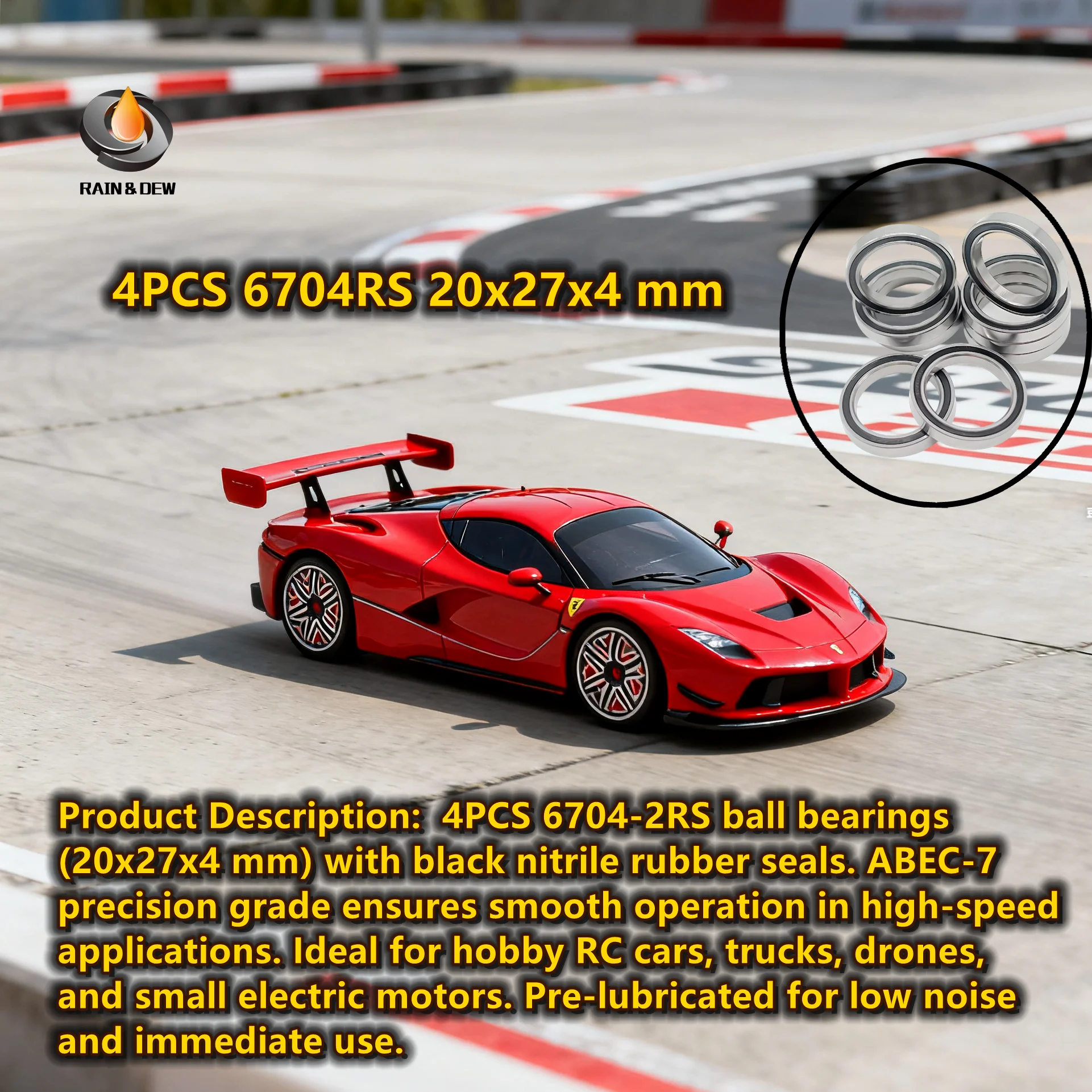 

4 шт. 6704RS подшипник 20x27x4 мм 6704-2RS ABEC-7 хобби электрический радиоуправляемый автомобиль грузовик 6704 RS 2RS шарикоподшипники черные герметичные