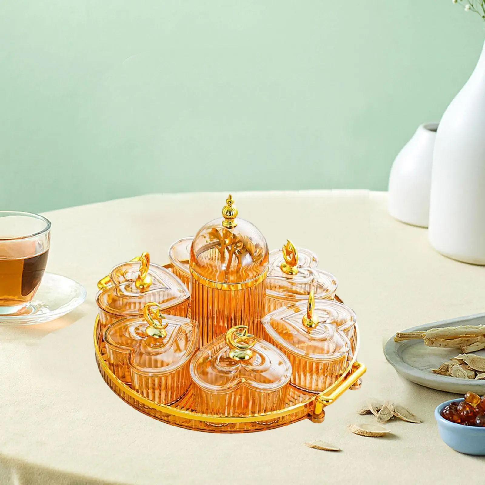 

Поднос для сухофруктов, блюдо для конфет и орехов с крышкой, универсальный поднос для сервировки закусок, двойное сервировочное блюдо для гостиной, печенья