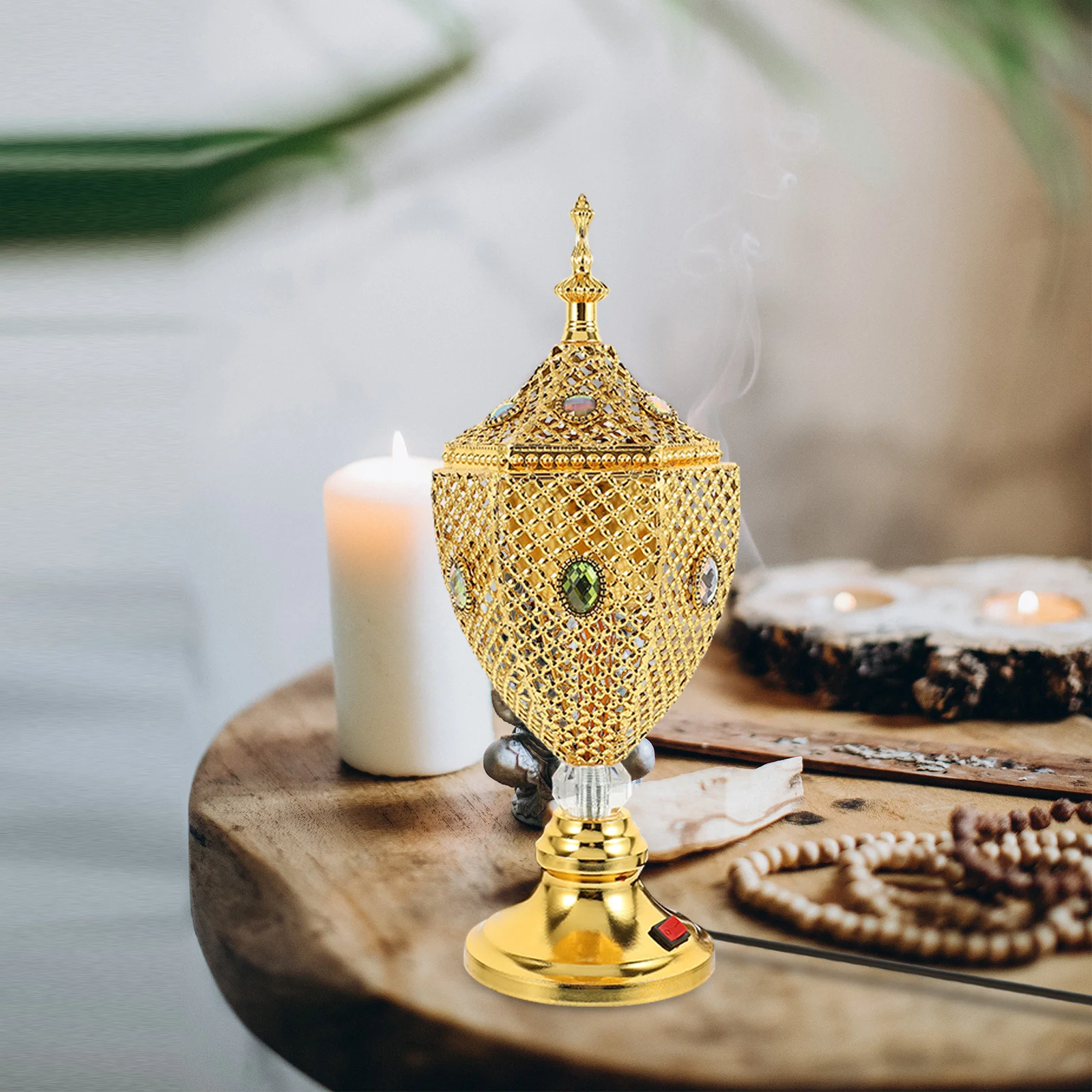 

Decorative Electric Incense Burner Vintage Style Aroma Stove for Bedroom Living Room Meditation Air Purifying Us Plug