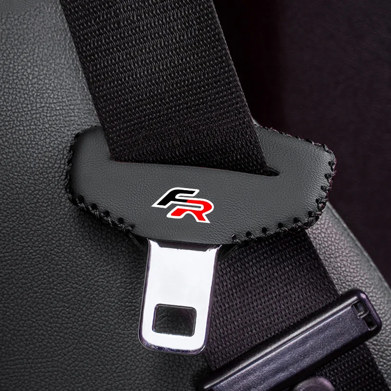 1/2pcs Car Safety Belt Plug Leather Protective Covers For Seat FR Cupra Leon Ibiza Exeo Altea Toledo Mk3 Ateca Auto Accessories