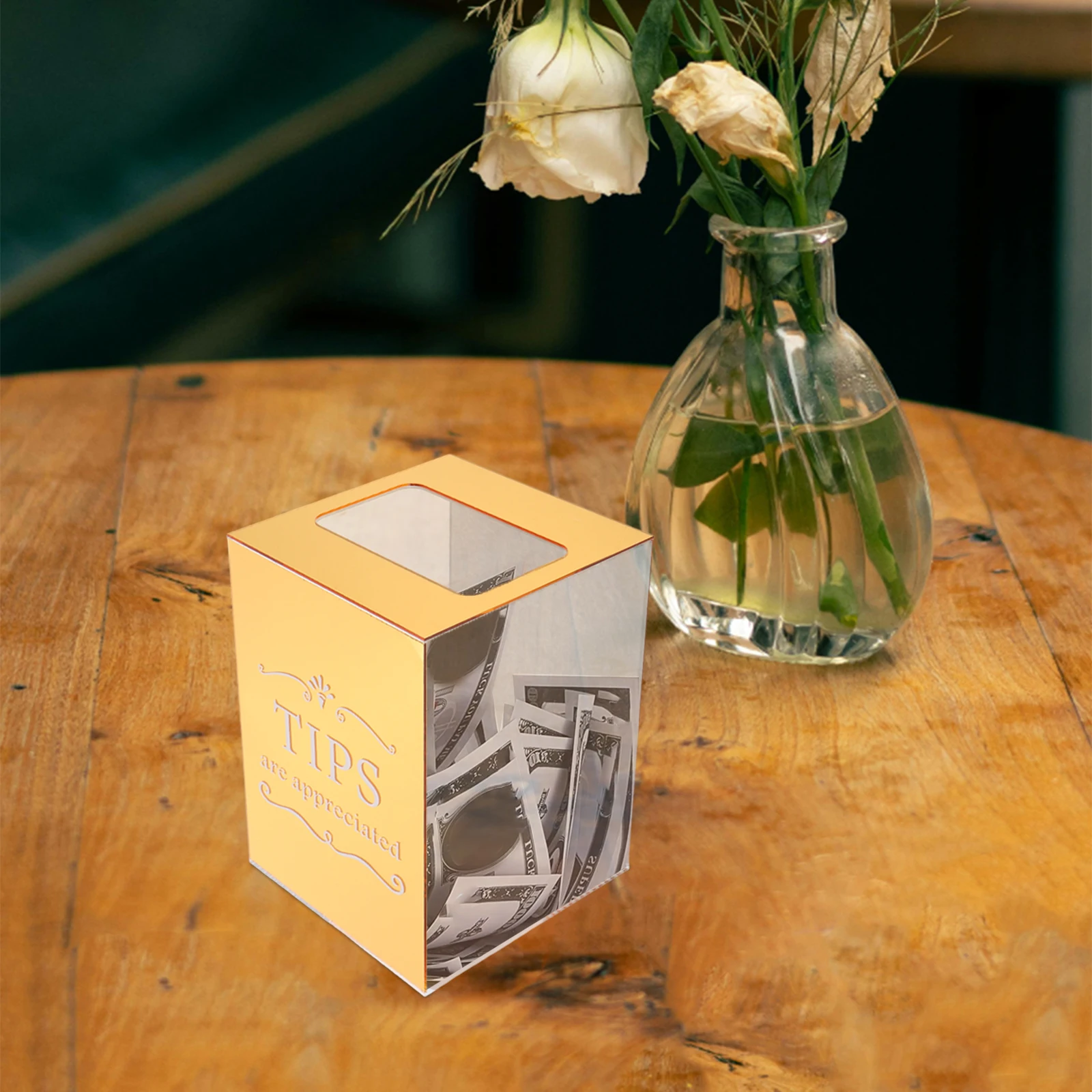 アクリル製チップ収納容器、募金箱、バーテンダー、レストラン、バー、ミュージシャン、ドライバー向け、寄付箱