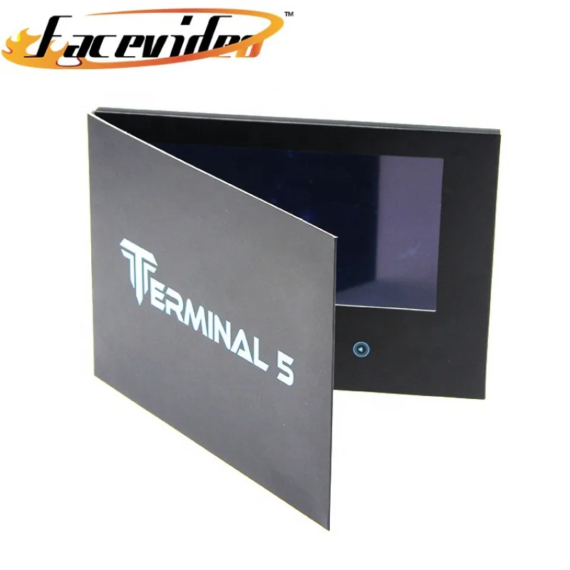 custom.best seller A5 black paper advertising player inch video music photo book LCD booklet business video brochure