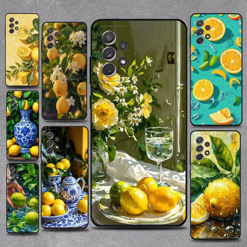

Fruit Lemon Phone Case For Samsung S25,S24,S21,S22,S23,S30,Ultra,S20,Plus,Fe,Lite,Note,10,9,5G Black Cover