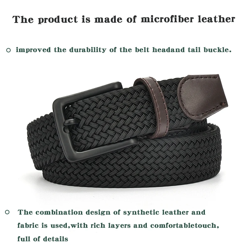 Men's Elastic Woven Braided Belt, Perfect For Golf, Casual Pants Jeans Belt