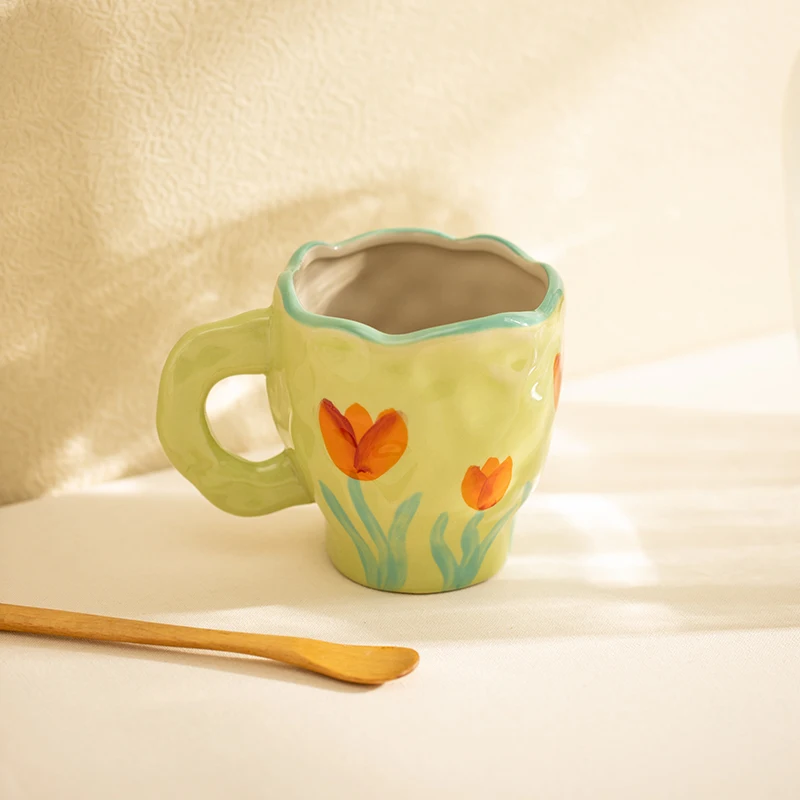 

300ml Hand-painted Ceramic Coffee Mug Milk Juice Cup Home Office Water Breakfast Microwave Safe Ms Creative Gift Tea