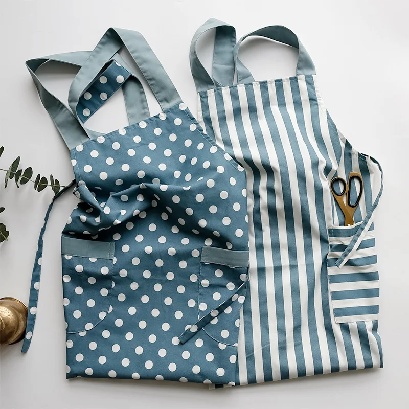 Cotton Bar Kitchen Cooking Apron for women with pocket Cafe Server Waitress Aprons Hotel Waiter Baking Grill Clothes Korean