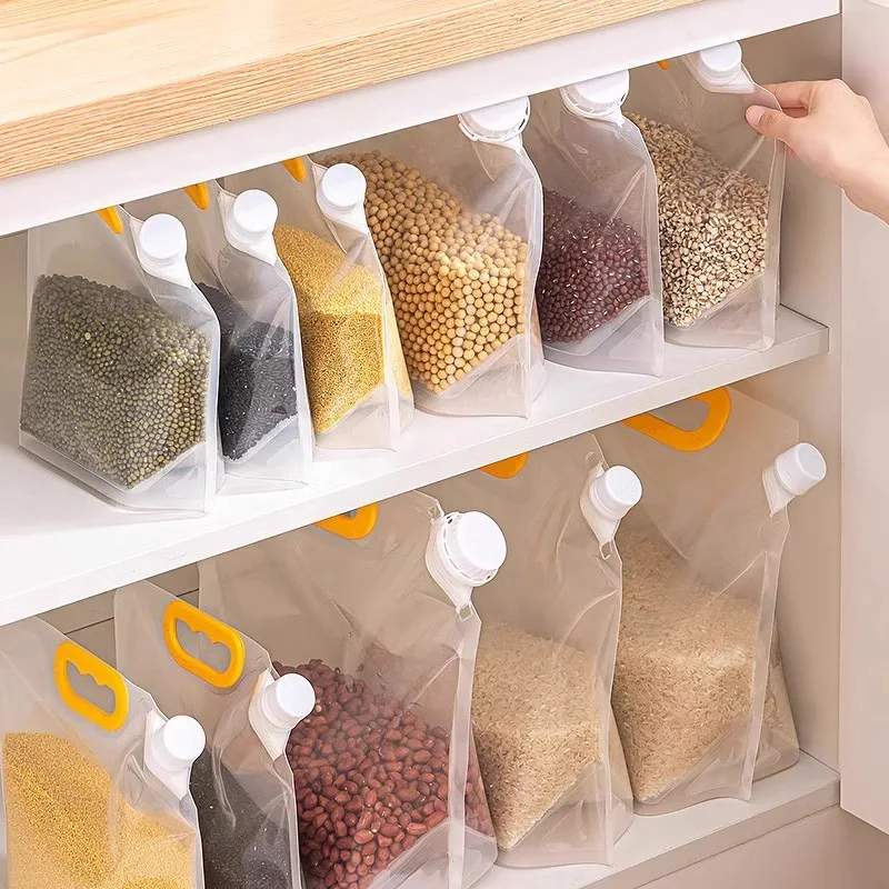 1pcs Portable Stand‑up Spout Grain Storage Bag Large Caliber Food Grade Pouch Moisture Insect Proof Kitchen Cereal Sealed