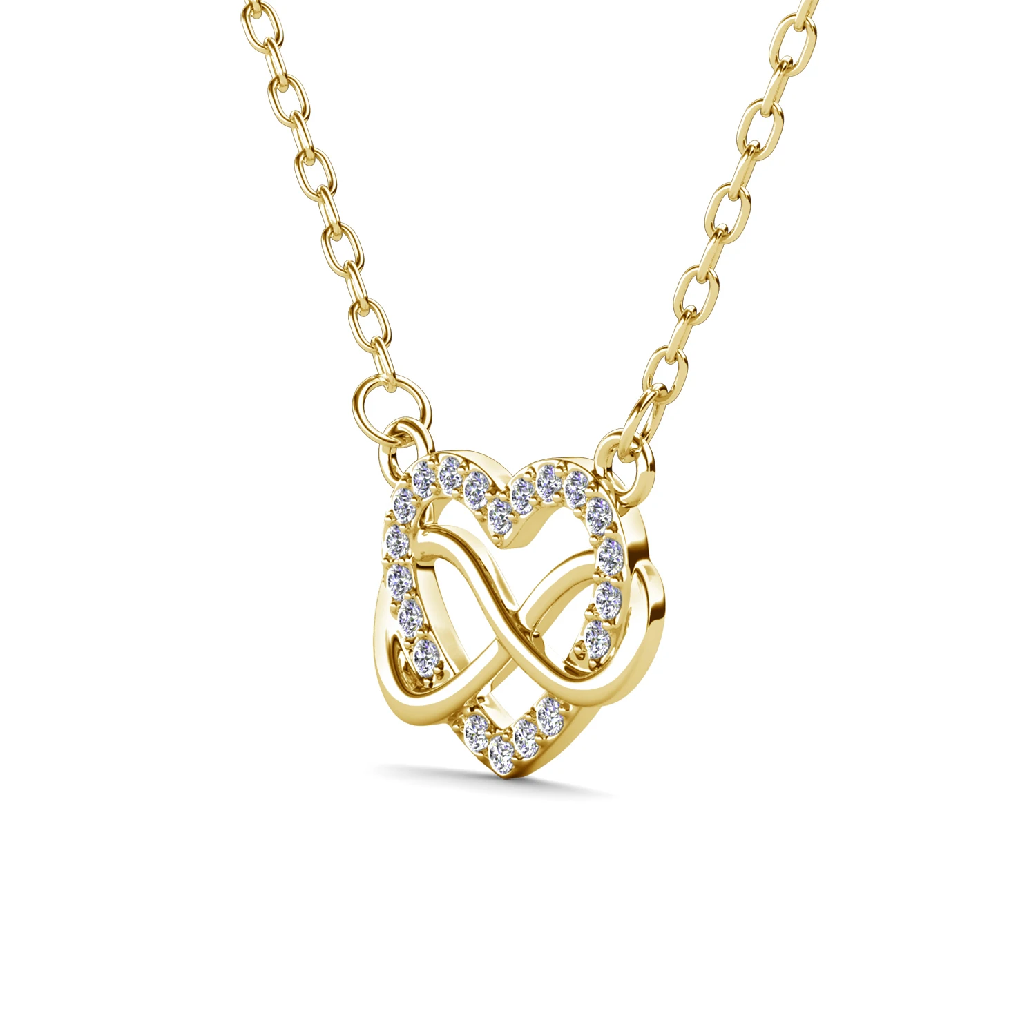 Infinity Heart Pendant Embellished with Swarovski Crystals Copper Rose Gold Plated Women Jewelry Bridal Prom Valentine Gift