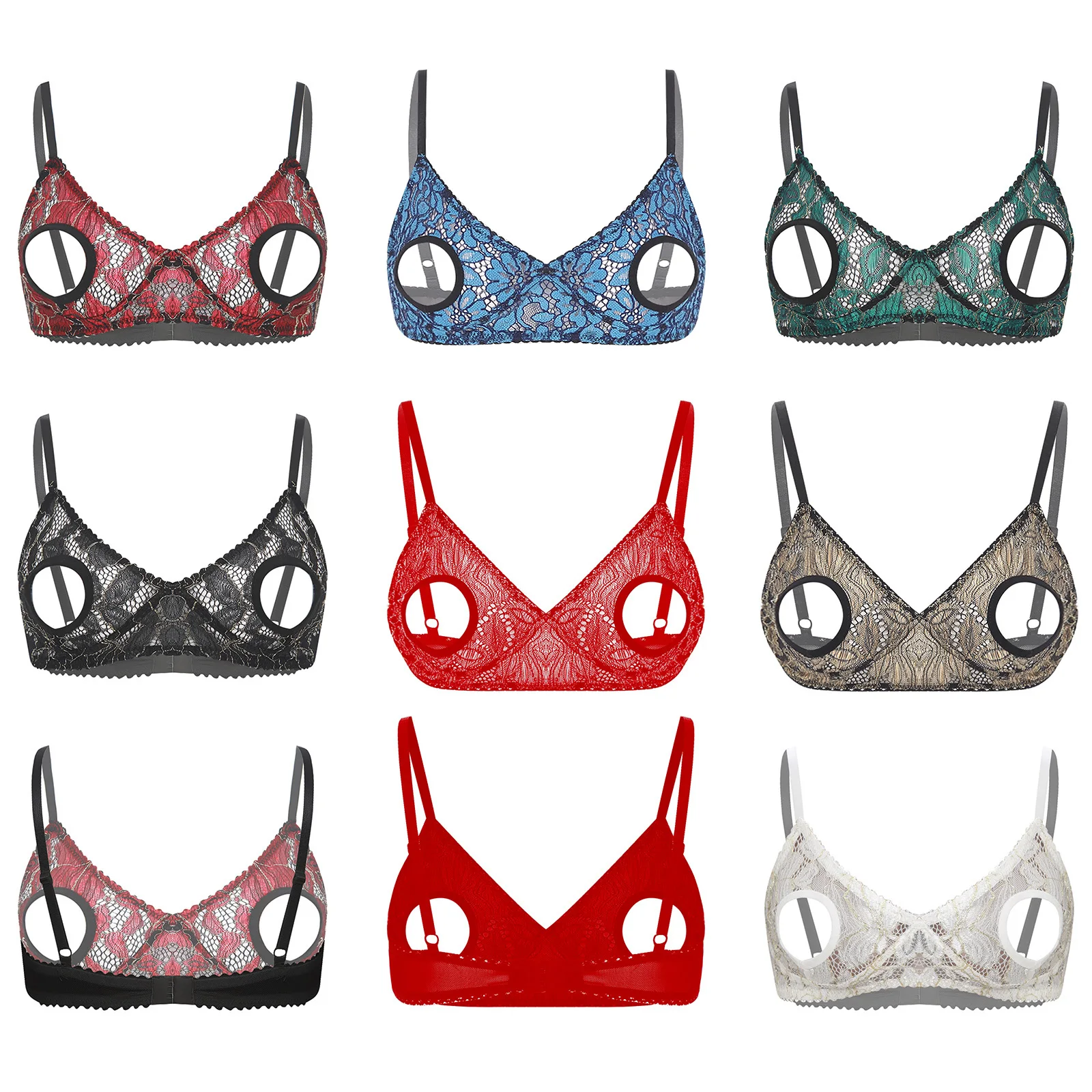 

Женский сексуальный кружевной бюстгальтер с цветочным принтом и вырезами на сосках, прозрачный бюстгальтер без подкладки без подкладки, бюстгальтер на тонких бретельках с вырезами, нижнее белье