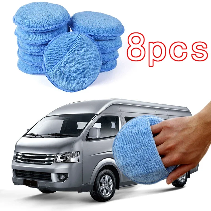 

8pcs 5-inch Car Wax Sponge Car Cleaning Vehicle Accessories Foam Applicator Dust Remove Auto Care Polishing Pad Detailing