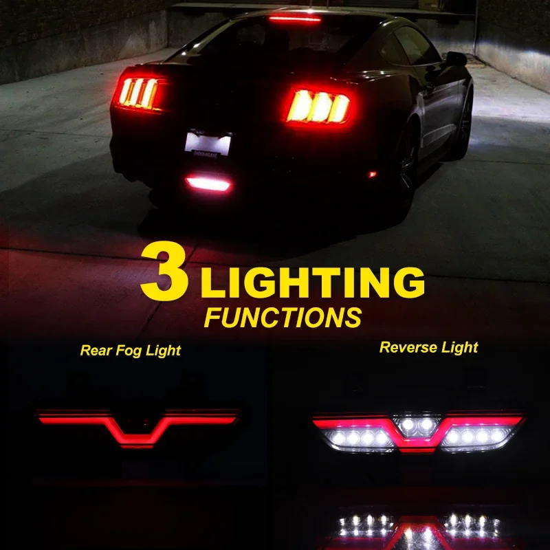 

1Pcs Car LED Reflector Rear Fog Lamp Brake Light Backup Lamp Rear Bumper Light For Ford Mustang 2015 2016 2017 2018 2019 5.0