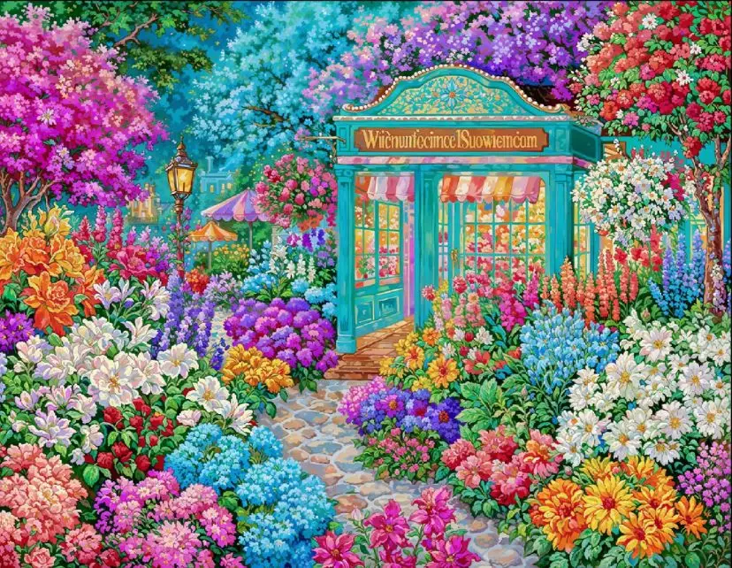 

9 карат 100x80 см садовый дом напечатанный набор для вышивки крестом DIY набор для рукоделия ремесла с иглами нитки 68 цветов