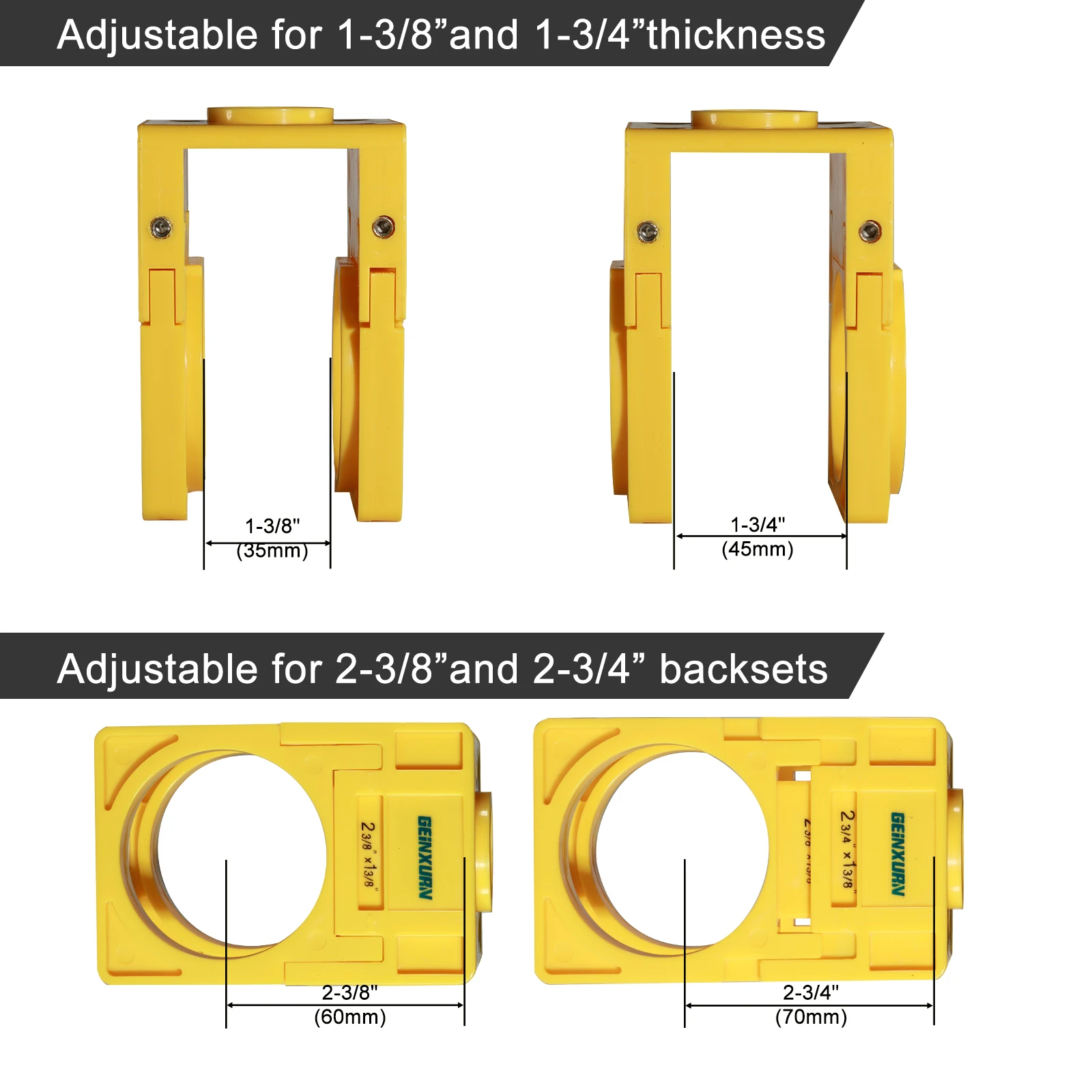 Geinxurn Door Lock Installation Kit - Carbon Steel Hole Saw Set with Guide Template for Door Knob & Lock Drilling