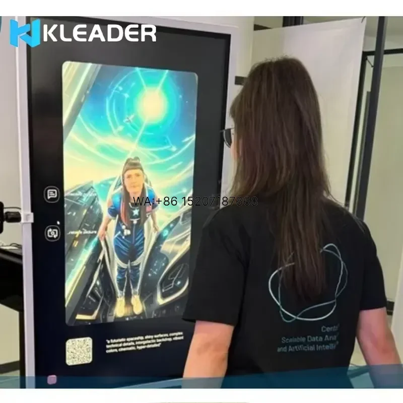 Wmwmnu for AI Photo Booth with Printer Smart Portable Selfie Kiosk Photo Turning Into Anime Digital Touch Screen