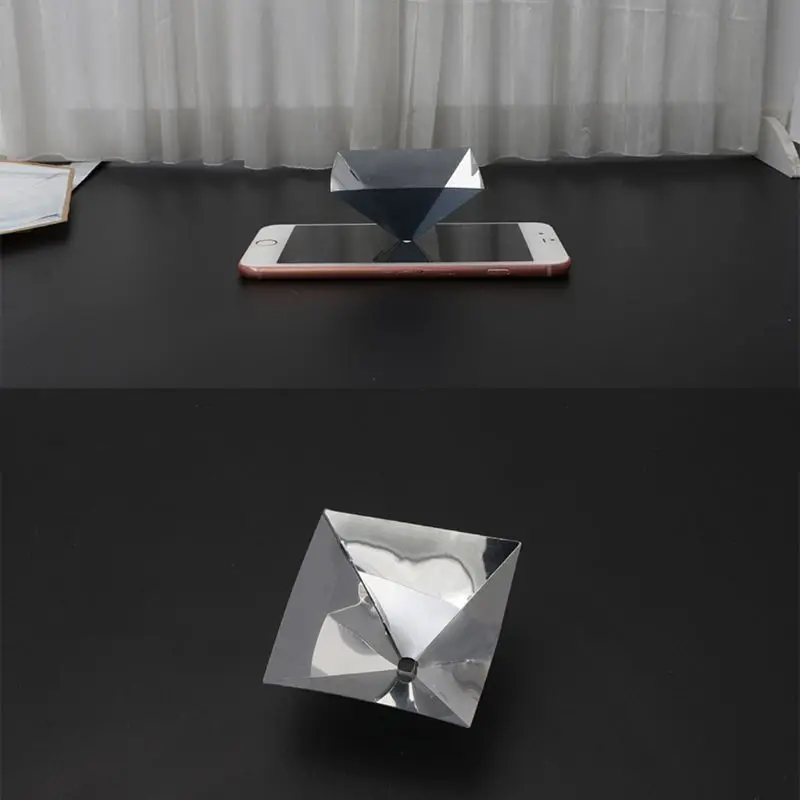 3D Hologram Pyramid Display Projector Universal for Smart Mobile Phone 360 Degree Display Video Stand with Cloth