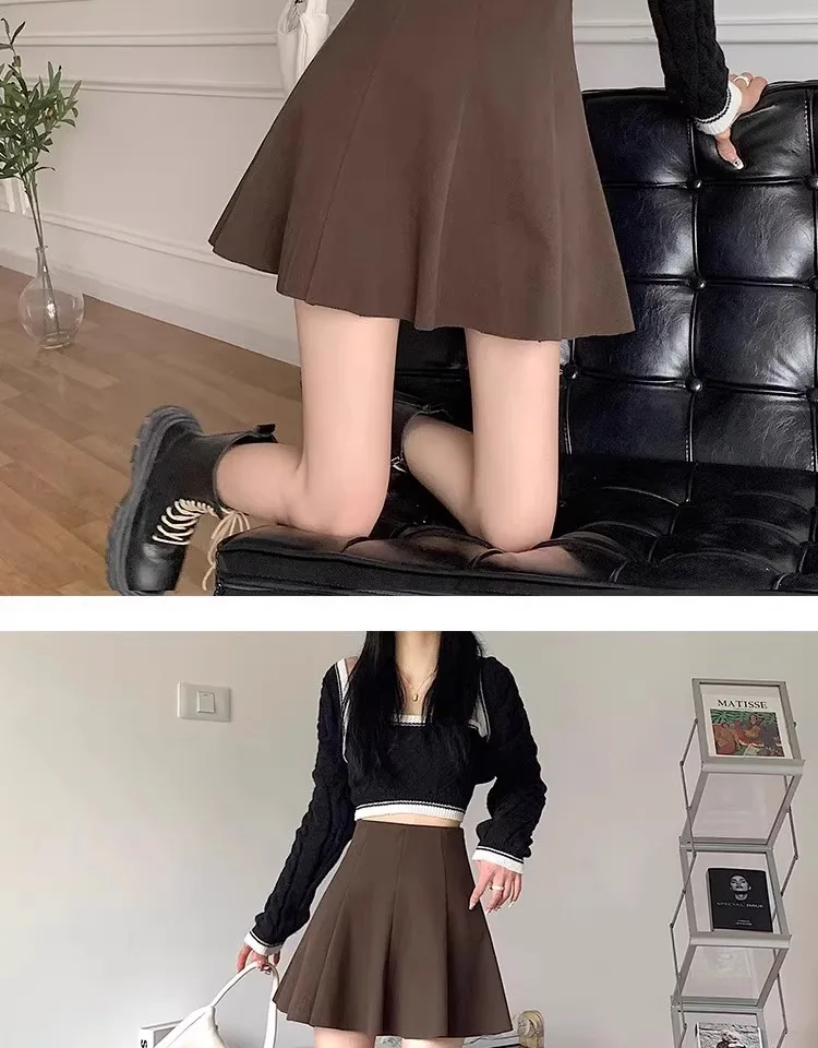 Halbrock Damen Neuer Herbst- und Winter-A-Linien-Kurzrock, sexy, figurbetont, flauschig, für kleine Frauen, vielseitiger Schirmrock – Detail 11