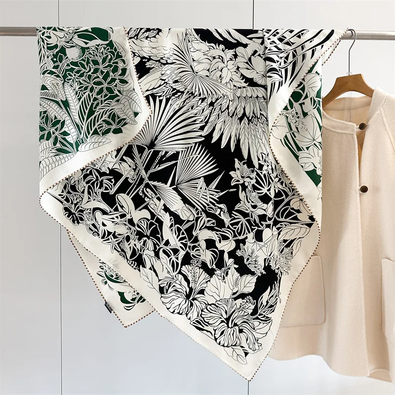 

Women Winter Wool Scarves Wraps Shawl 2025 Double Sided Printing Wool Blanket Scarf Cape Poncho 132x132cm