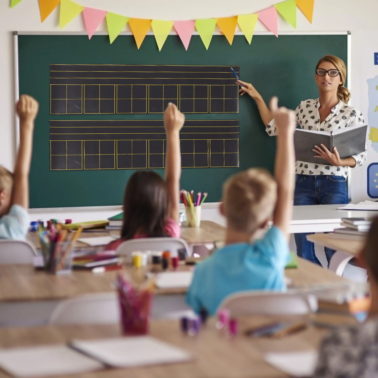 

2Pcs Blackboard Magnetic Writing Board Reusable Erasable Message Board Sticker for Fridge Writing Blackboard
