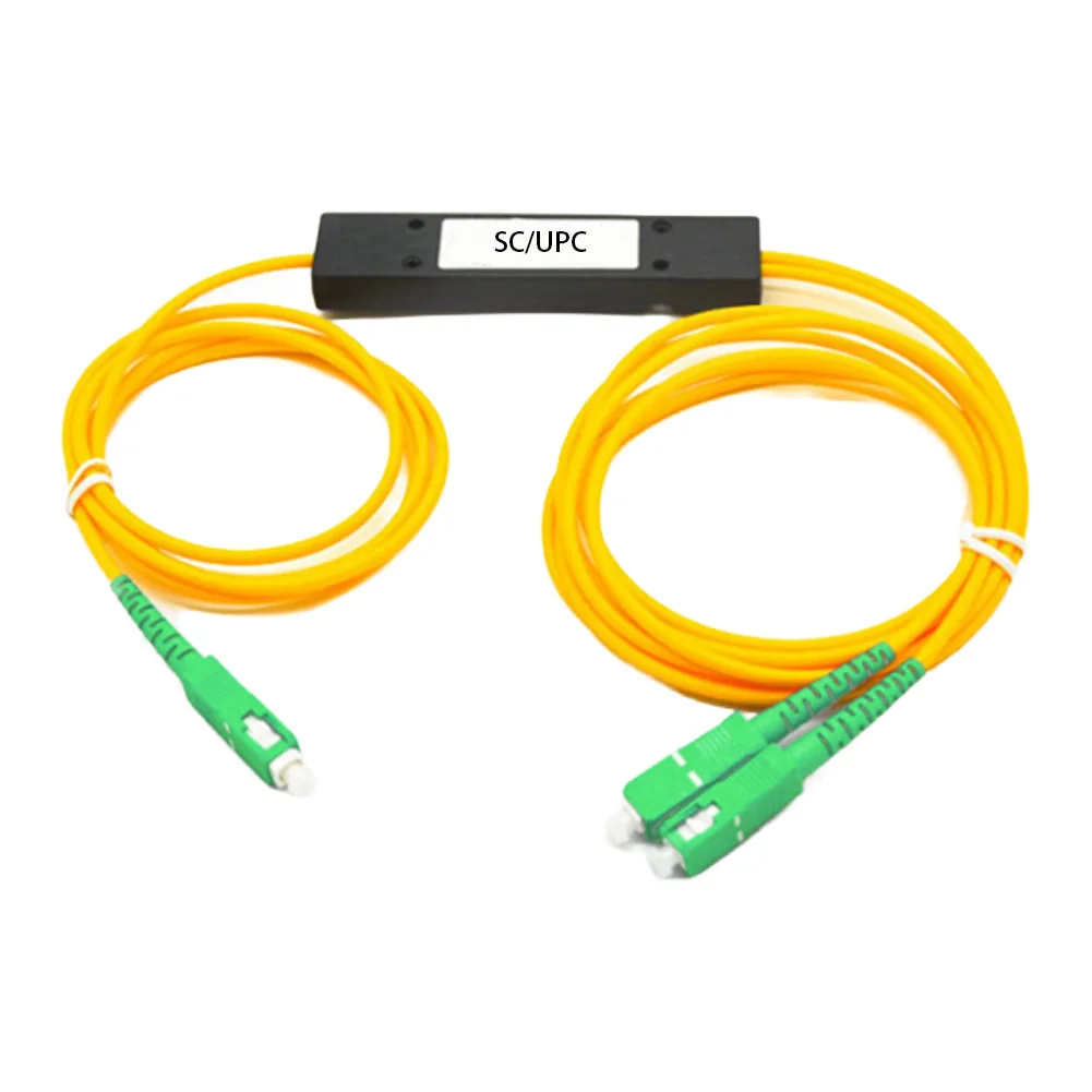 Fiber Optical Splitter 1x2 For SC For APC Connector Type Low Insertion Loss 1310/1550nm ABS Case Yellow 15x15x15cm