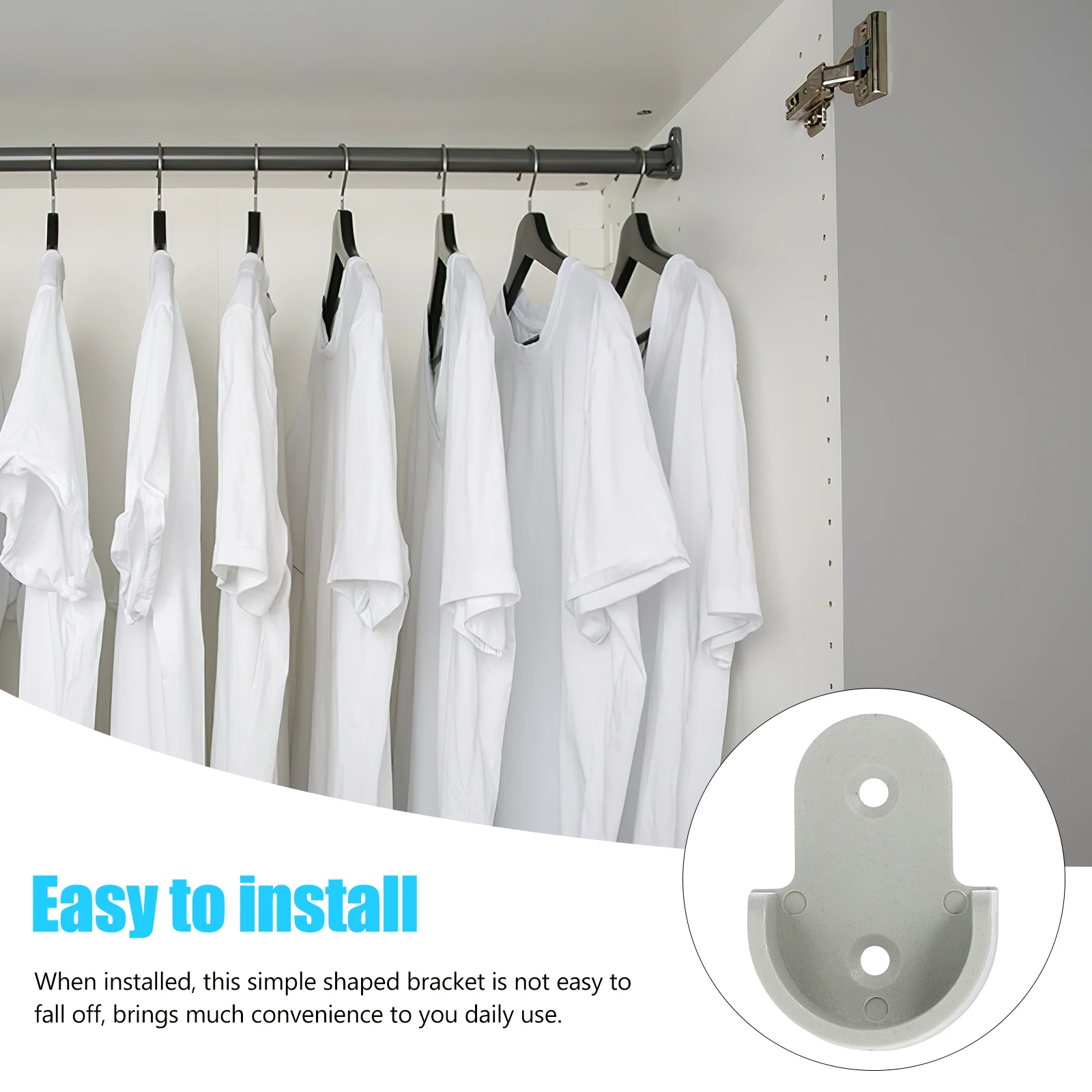 

30pcs Plastic Clothes Rack Brackets Closet Rod Holder Shower Curtain Pole Socket Wardrobe Repair Thick