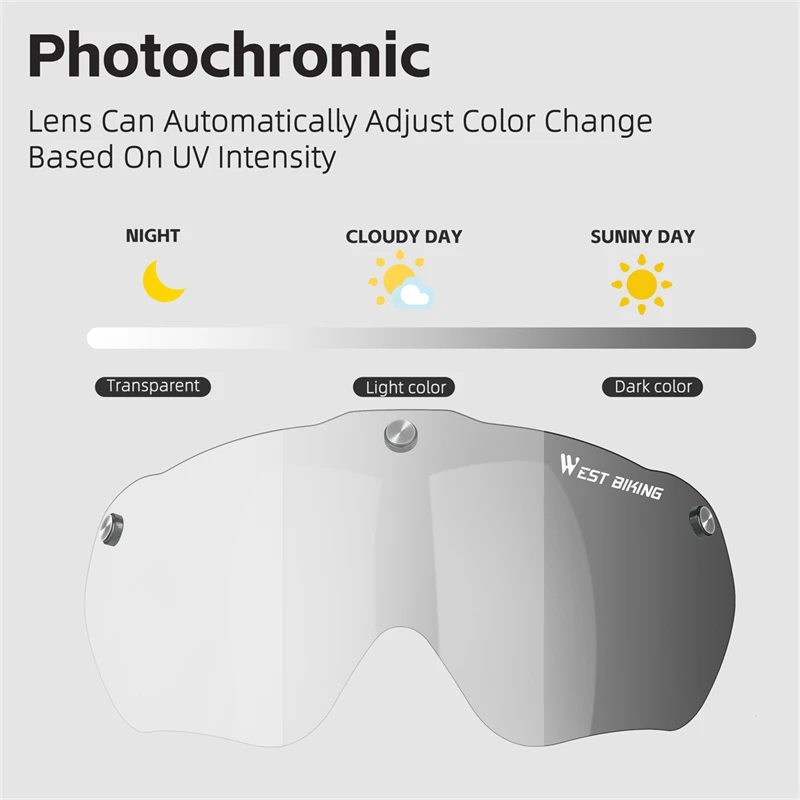 WEST BIKING Photochromic Goggles Cycling Helmet Magnetic Lens Integrated Molding MTB Road Bike Helmet Motorcycle Scooter Helmet